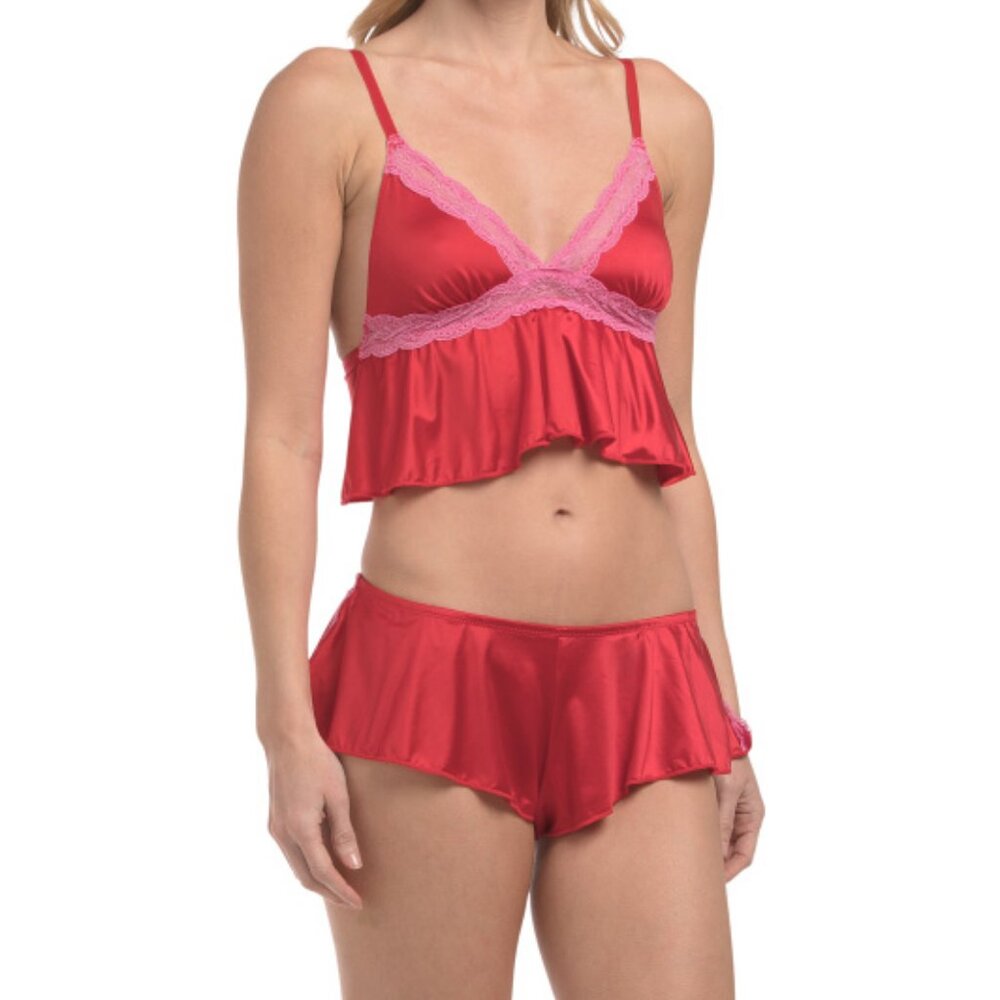 JUICY COUTURE 2pc Lace Trimmed Camisole And Shorts Set